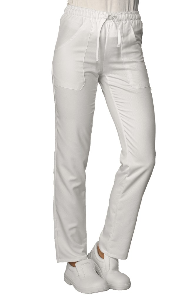 Weiße Hose mit Gummizug, OEKO-TEX® STANDARD 100, Zertifikat Nr. 25CX00077, Klass- Isacco