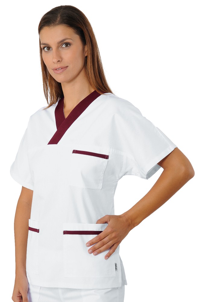 V-Ausschintt Kasack mit farbigem Band - Isacco
