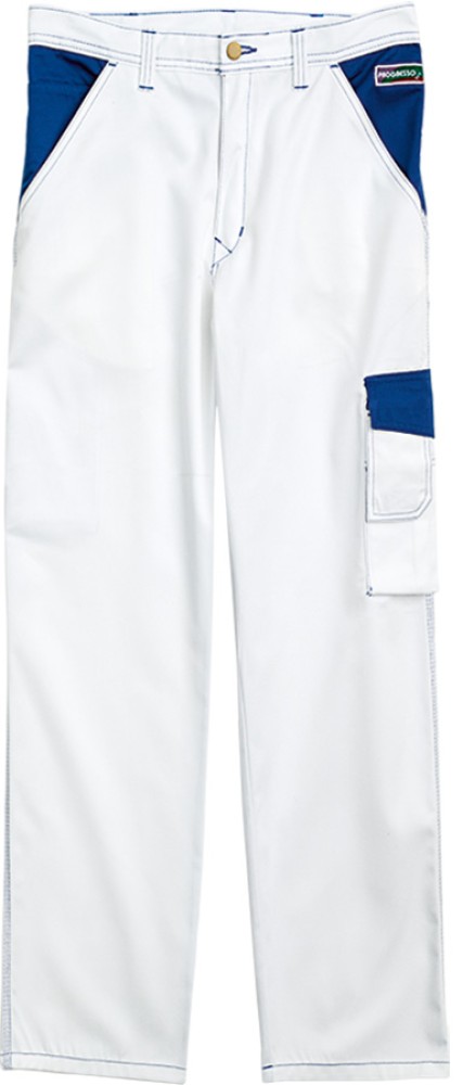 PROGRESSO Berufshose ECO weiss-blau, robustes Mischgewebe