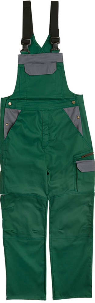 PROGRESSO Stretch Latzhose grün-grau mit verstärkten Taschen