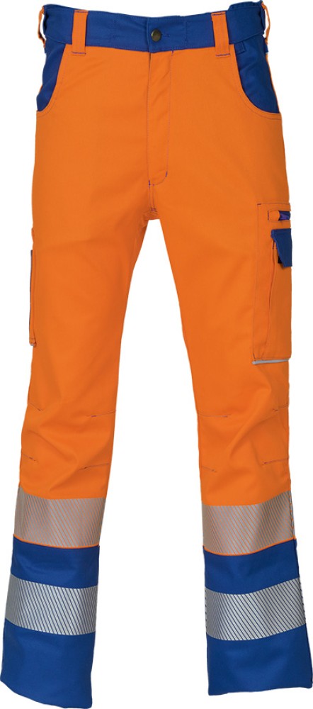 Warnschutz-Bundhose EXTENSO leuchtorange/blau mit Reflexstreifen und Stretchbund