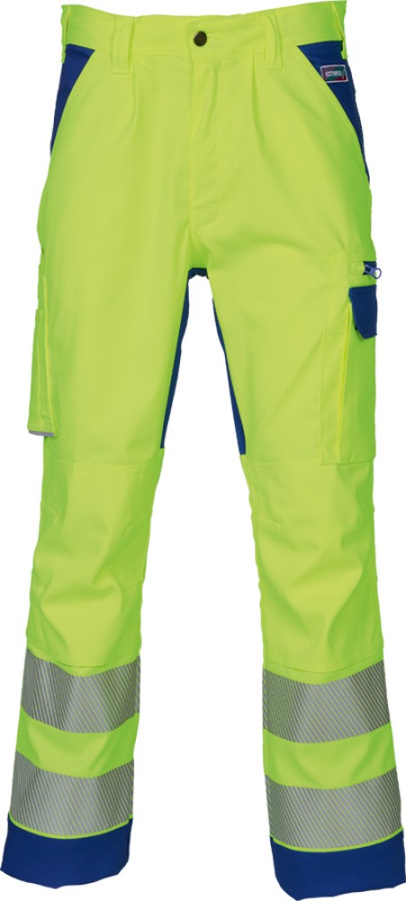 Warnschutz-Bundhose EXTENSO leuchtgelb/blau, elastische Reflexstreifen