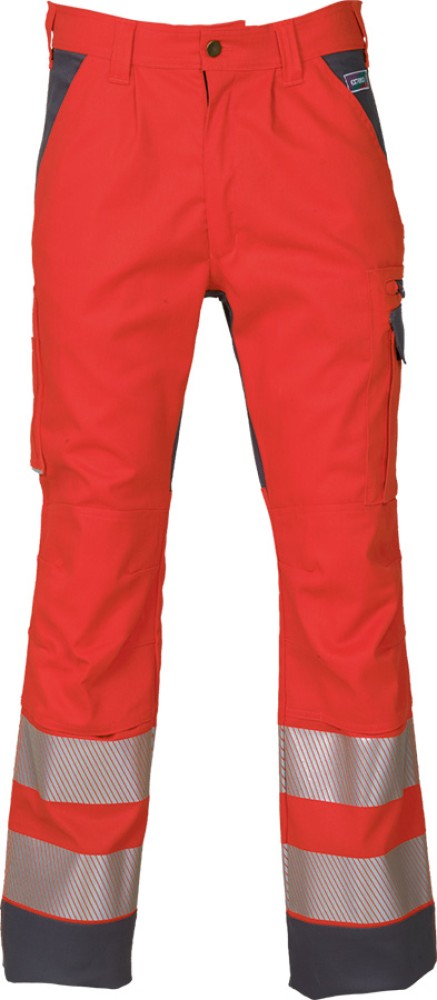 Warnschutz-Bundhose EXTENSO leuchtrot/grau mit Reflexstreifen