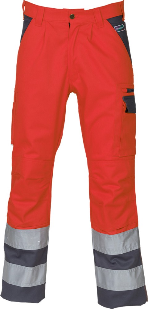 Warnschutz-Bundhose PROGRESSO FLUOLINE 300 Reflexstreifen rot/grau