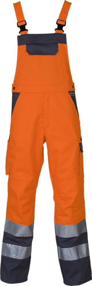 Warnschutz-Latzhose PROGRESSO Reflex in Leuchtorange/Grau, Mischgewebe