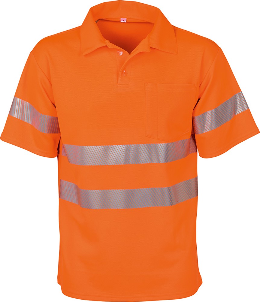 Warnschutz-Poloshirt BIOACTIVE leuchtorange mit Reflexstreifen und UV-Schutz