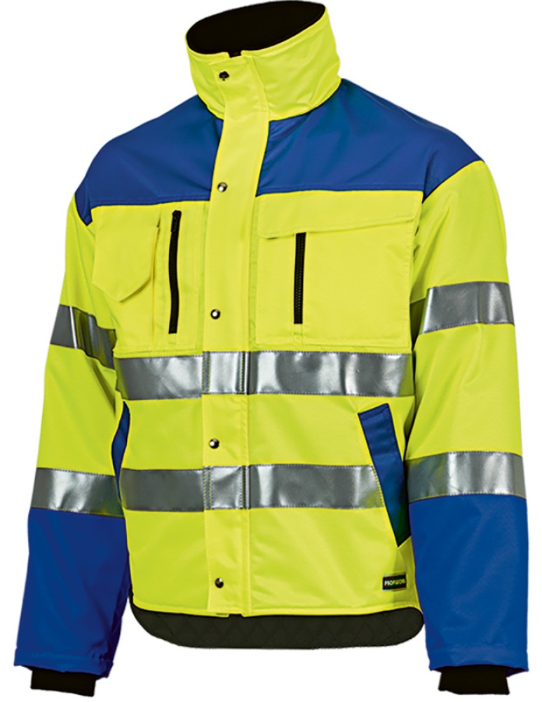 PROFIWORK Warnschutz-Winterjacke INVERNO leuchtgelb/blau mit Reflexstreifen