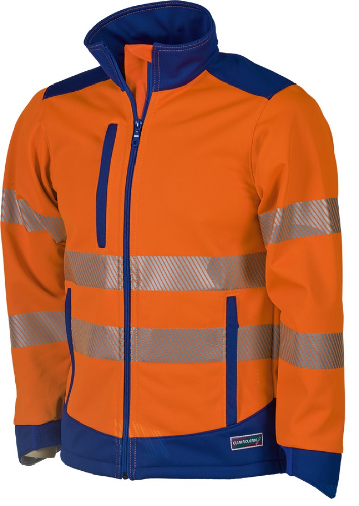 Allwetter-Warnschutzjacke CLIMACLEAN mit Reflexstreifen, leuchtorange/blau