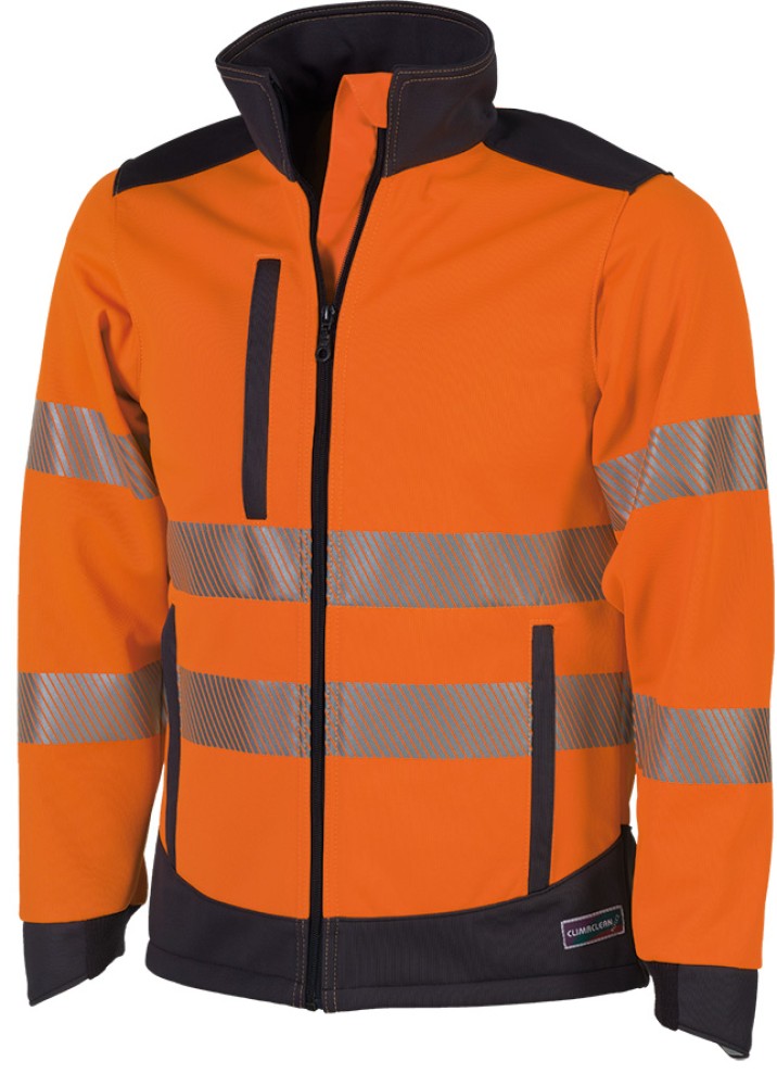 Allwetter-Warnschutzjacke CLIMACLEAN, winddicht, leuchtorange/grau