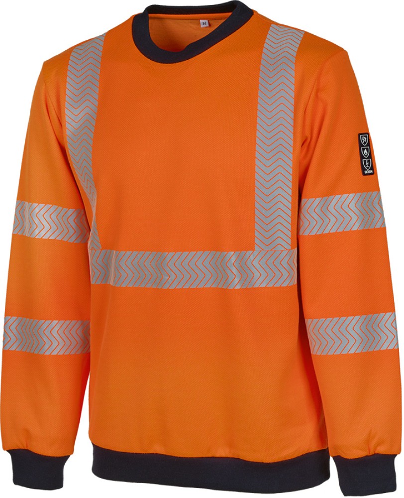 Sioen Warnschutz-Sweatshirt mit Störlichtbogenschutz, leuchtorange/dunkelblau