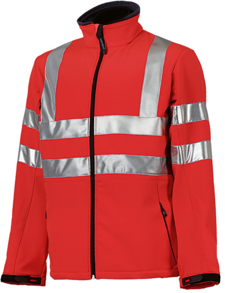 SIOEN Genova Warnschutz Softshelljacke rot, winddicht, reflektierend