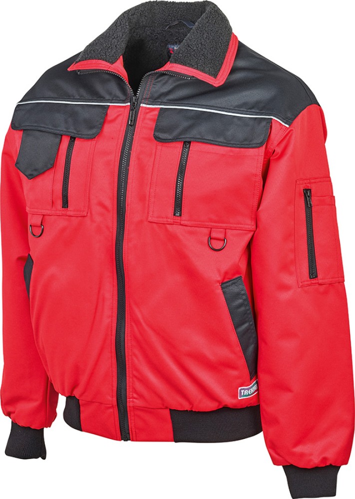 Arbeitsblouson TREKKER rot-schwarz mit Webpelzfutter und Reflexstreifen
