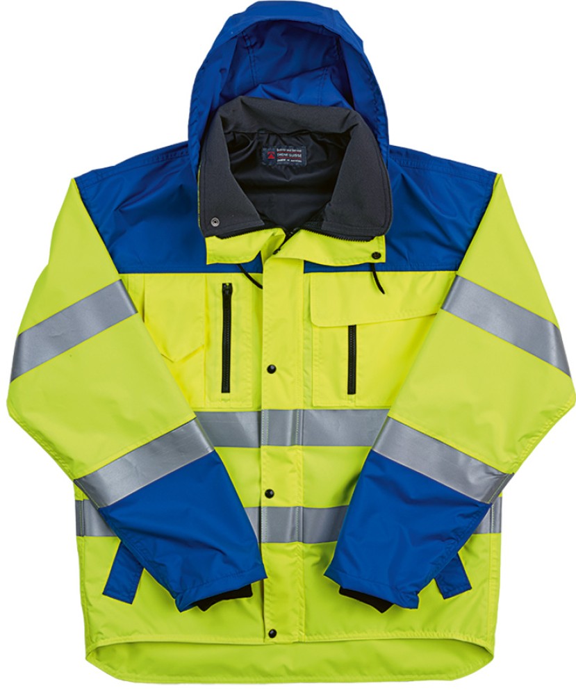 Leuchtgelbe IMPERMA Regen-Warnschutzjacke mit Reflexstreifen