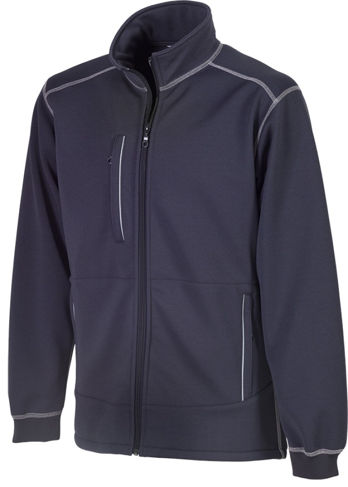 Warme graue Husky II Faserpelzjacke mit Reissverschluss und Taschen