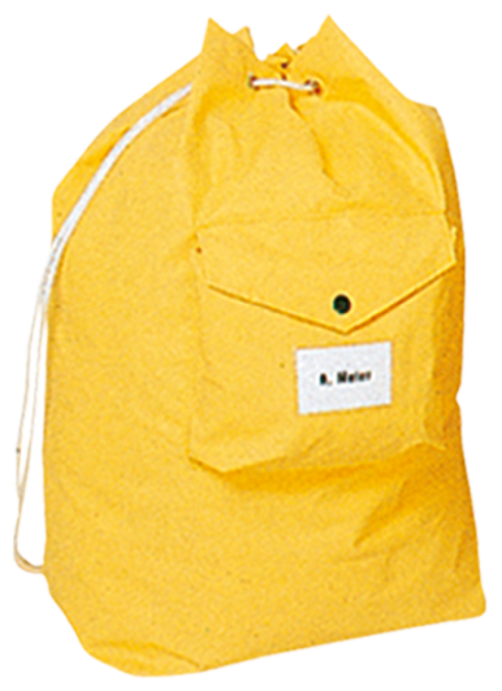 Reissfester gelber Materialsack mit Sichtfenster und Kordelzug