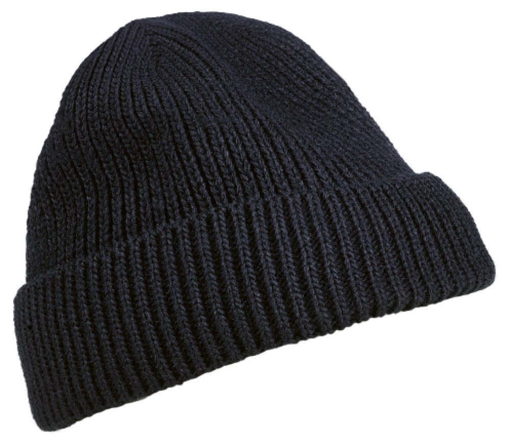 Schwarze gestrickte Wintermuetze mit Umschlag, Einheitsgroesse