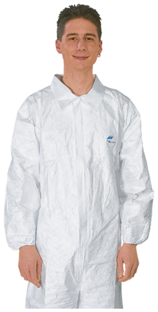 Weisser TYVEK 500 Chemieschutzoverall, Typ 5/6, antistatisch, mit Hemdkragen
