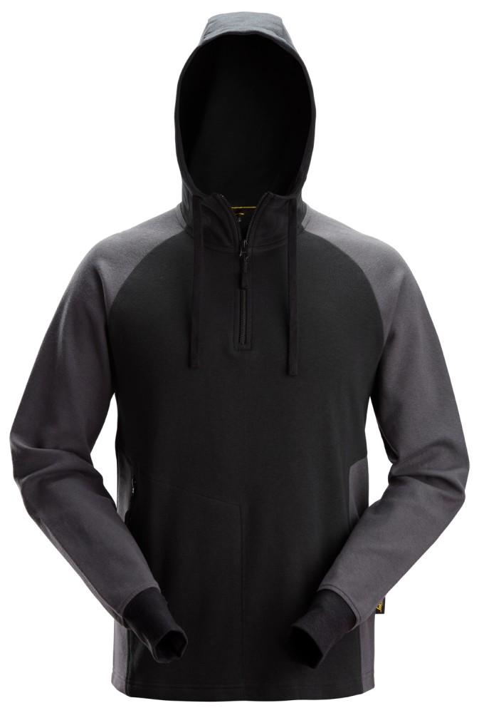 Zweifarbiger Hoodie mit Halbreißverschluss