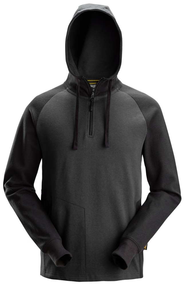 Zweifarbiger Hoodie mit Halbreißverschluss