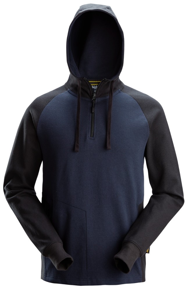 Zweifarbiger Hoodie mit Halbreißverschluss