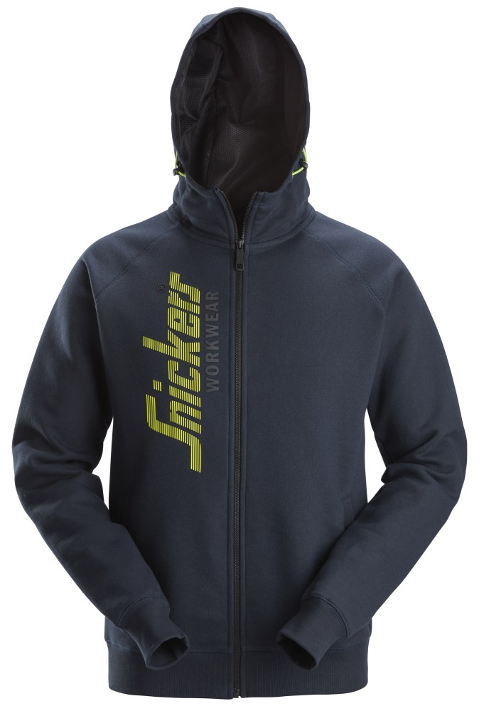 Kapuzenjacke mit durchgehendem Reißverschluss und Logo