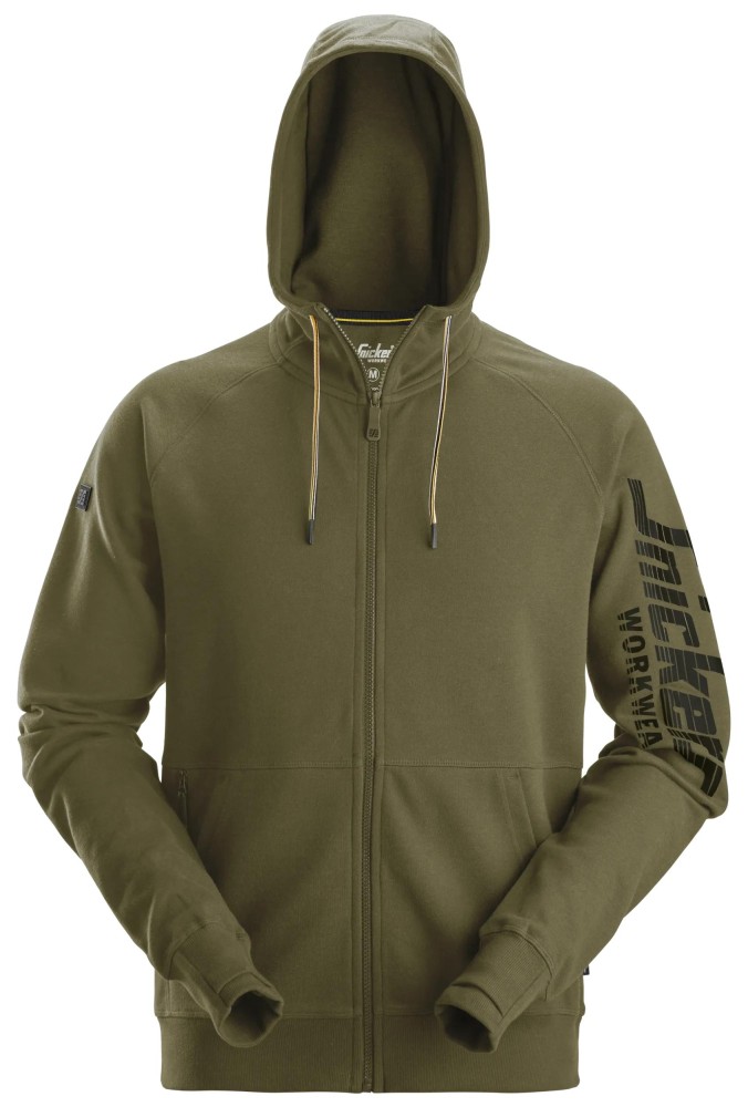 Kapuzenjacke mit durchgehendem Reißverschluss und Logo