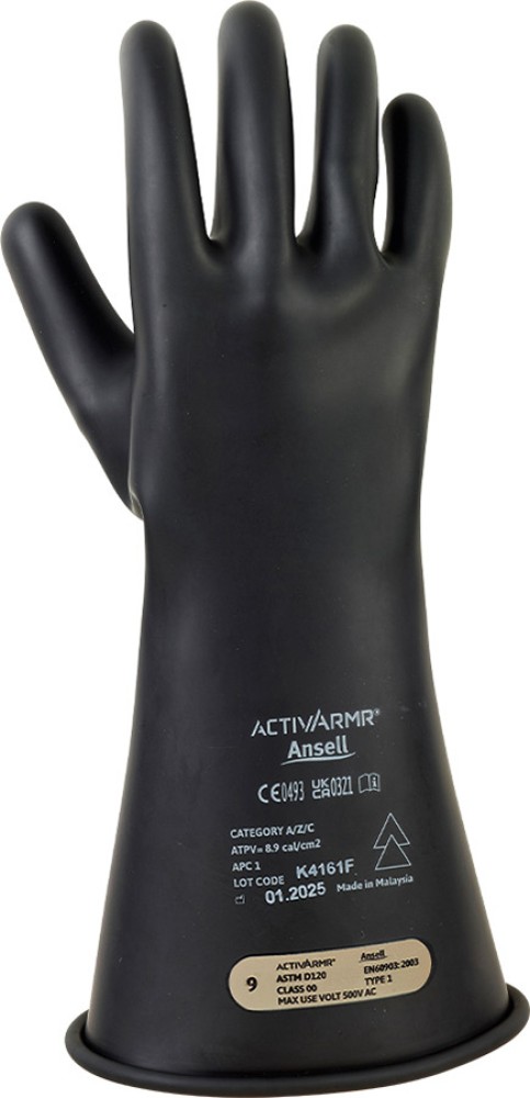 Elektro-Isolierhandschuhe ANSELL Klasse 00 bis 500V, schwarz