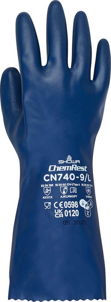 SHOWA Chemie- und Hitzeschutz-Handschuhe, biologisch abbaubar, blau