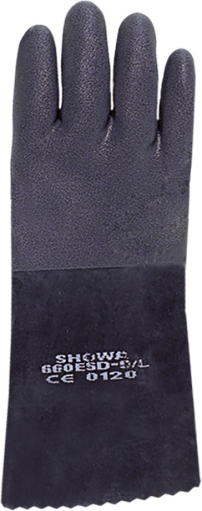 SHOWA ESD Chemie-Schutzhandschuhe mit PVC-Beschichtung, schwarz