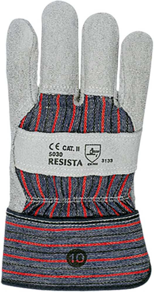 Robuste RESISTA Schutzhandschuhe aus grauem Rindsspaltleder