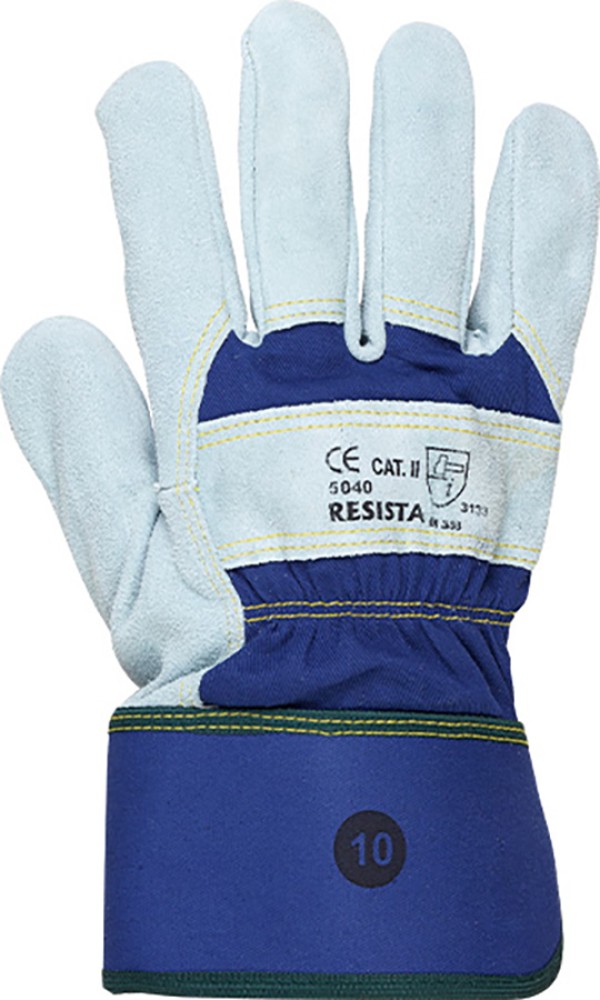 Robuste RESISTA Schutzhandschuhe aus grauem Rindsspaltleder, Grösse 10