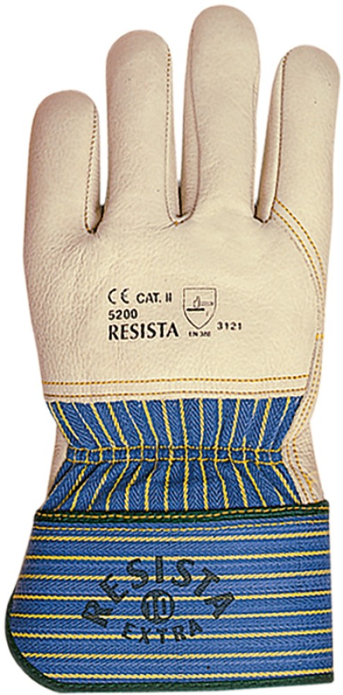 Beige Rindnarbenleder Schutzhandschuhe RESISTA mit Pulsschutz