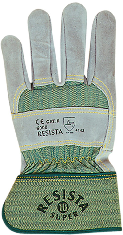 Robuste Schutzhandschuhe aus grauem Kernrindleder mit Knöchelschutz