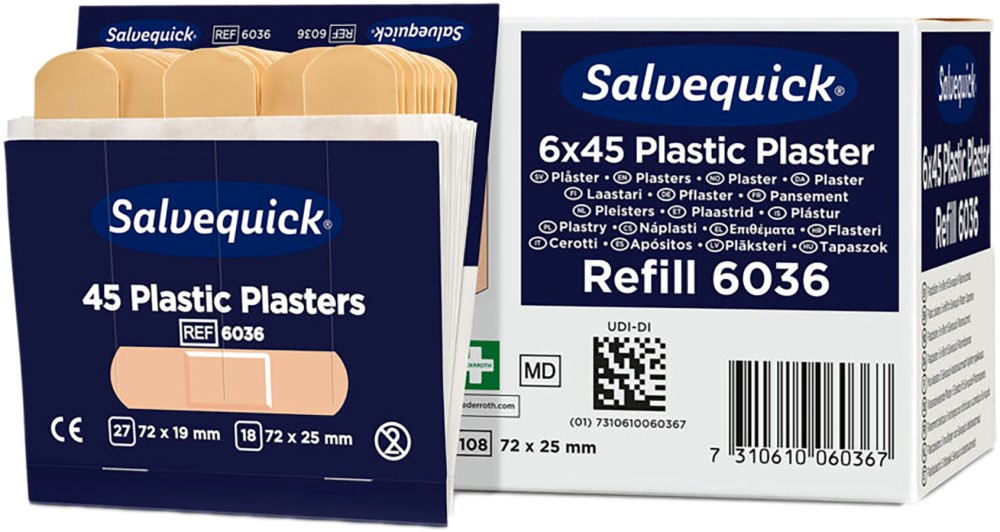 SALVEQUICK wasserabweisende Plastik-Heftpflaster 6x45 Stück