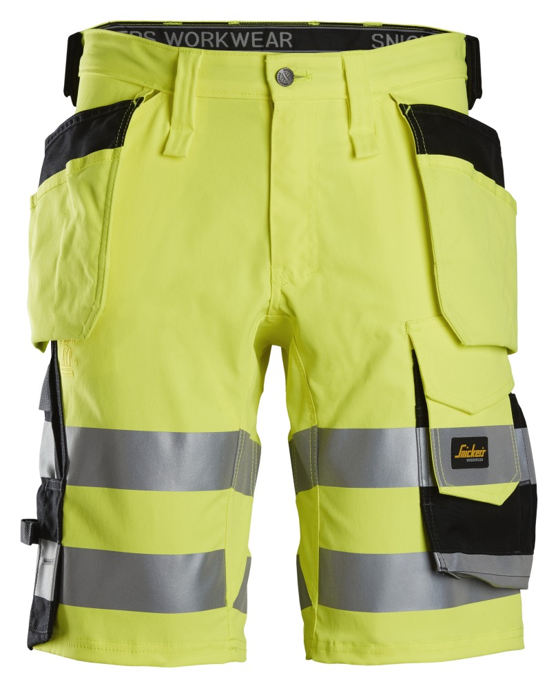 High-Vis, Stretch-Shorts mit Holstertaschen der Warnschutzklasse 1