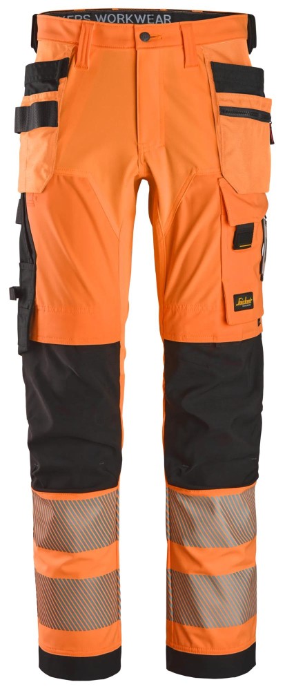 High-Vis, 4-Wege-Stretch-Hose mit Holstertaschen, Warnschutzklasse 2