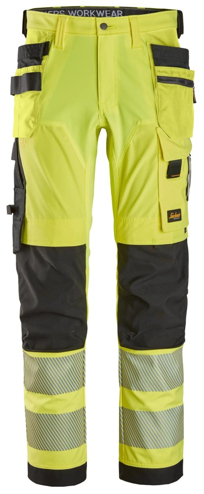 High-Vis, 4-Wege-Stretch-Hose mit Holstertaschen, Warnschutzklasse 2
