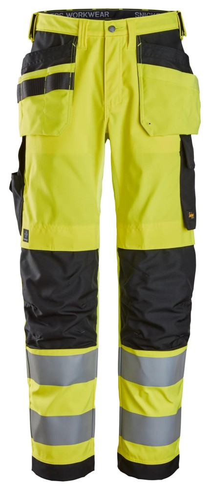 High-Vis, Arbeitshose mit Holstertaschen, Warnschutzklasse 2