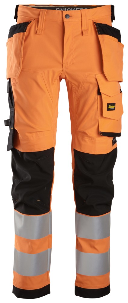 High-Vis, Warnschutz-Stretchhose (High-Vis Kl. 2) mit Holstertaschen
