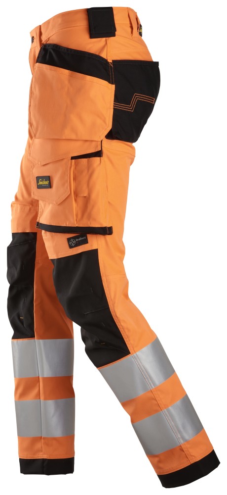 High-Vis, Warnschutz-Stretchhose (High-Vis Kl. 2) mit Holstertaschen