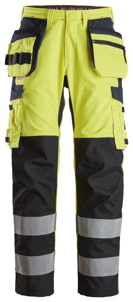 ProtecWork, Arbeitshose mit Schienbein-Verstärkung, Holstertaschen, Warnschutzklasse 2