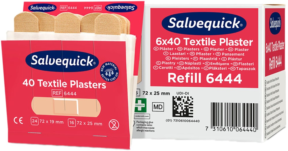 SALVEQUICK Textilheftpflaster Nr. 6444, 6 x 40 Stück Mix