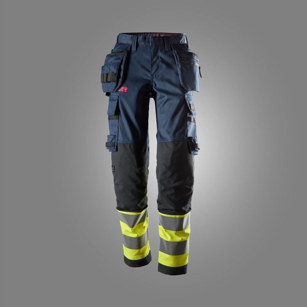 ProtecWork, Stretchhose für Damen mit Holstertaschen, Warnschutzklasse 1