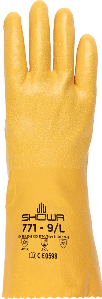 SHOWA Nitril-Schutzhandschuhe, gelbe Beschichtung, Baumwollfutter
