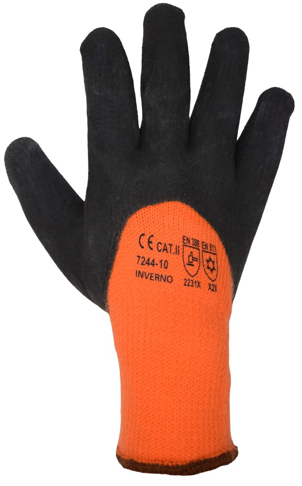 Leuchtorange Kälte-Schutzhandschuhe mit robuster Latexbeschichtung