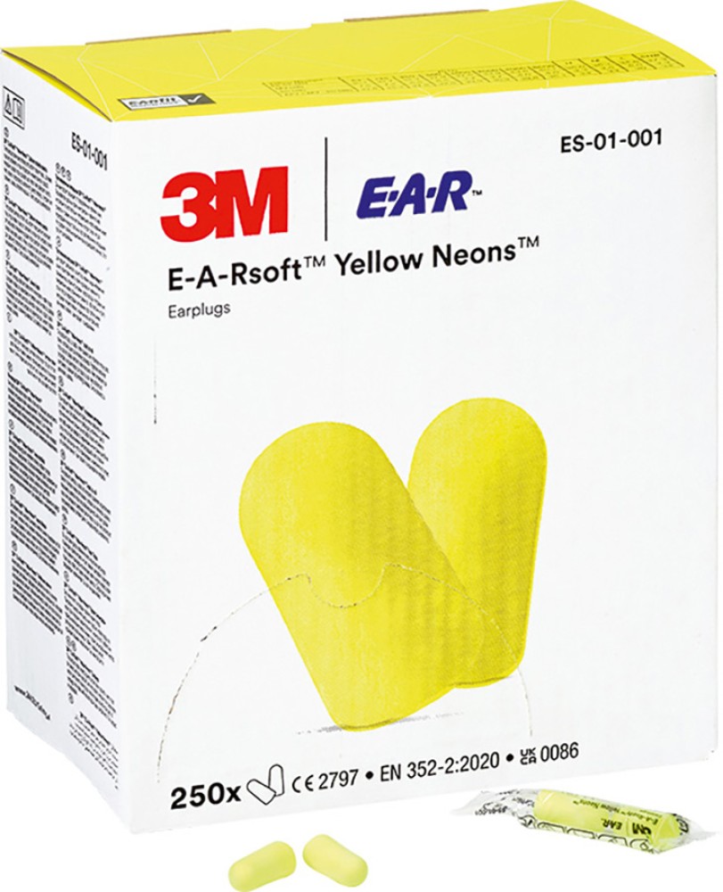 3M EARSOFT Neon Gehörschutzstöpsel, konisch, gelb, Schaumstoff