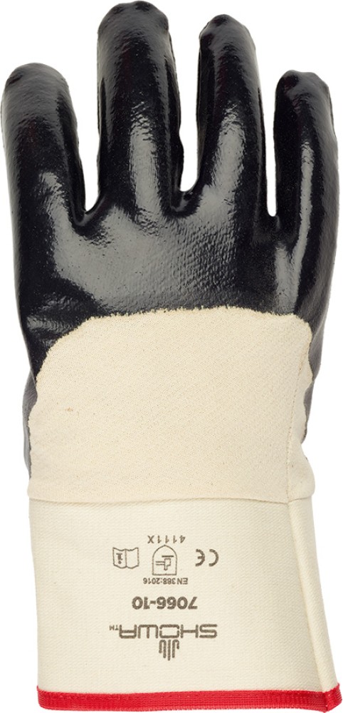 SHOWA Schutzhandschuhe aus moltoniertem Baumwolltrikot mit Nitrilbeschichtung