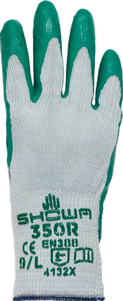 SHOWA Schutzhandschuhe aus Baumwolle mit Nitrilbeschichtung Grün