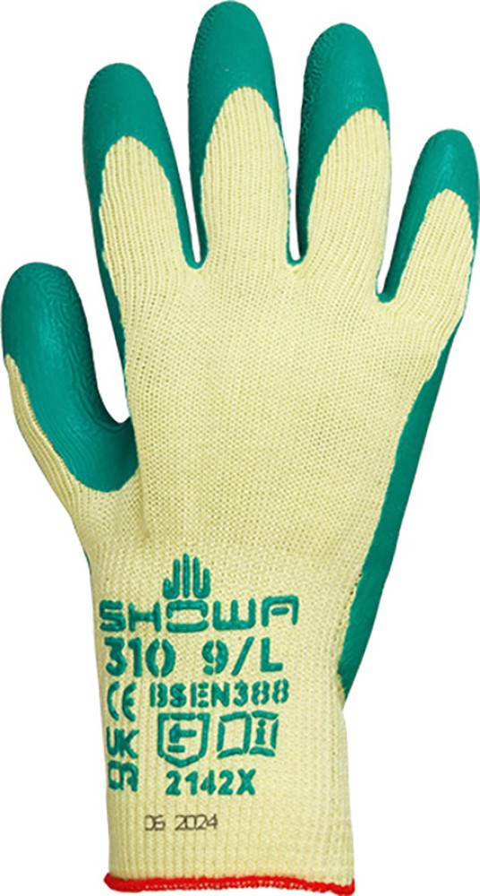 SHOWA grüne Schutzhandschuhe mit Naturlatex-Beschichtung, elastisch