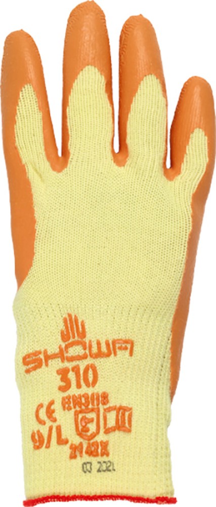 SHOWA Schutzhandschuhe Baumwollgestrick, orange Latexbeschichtung